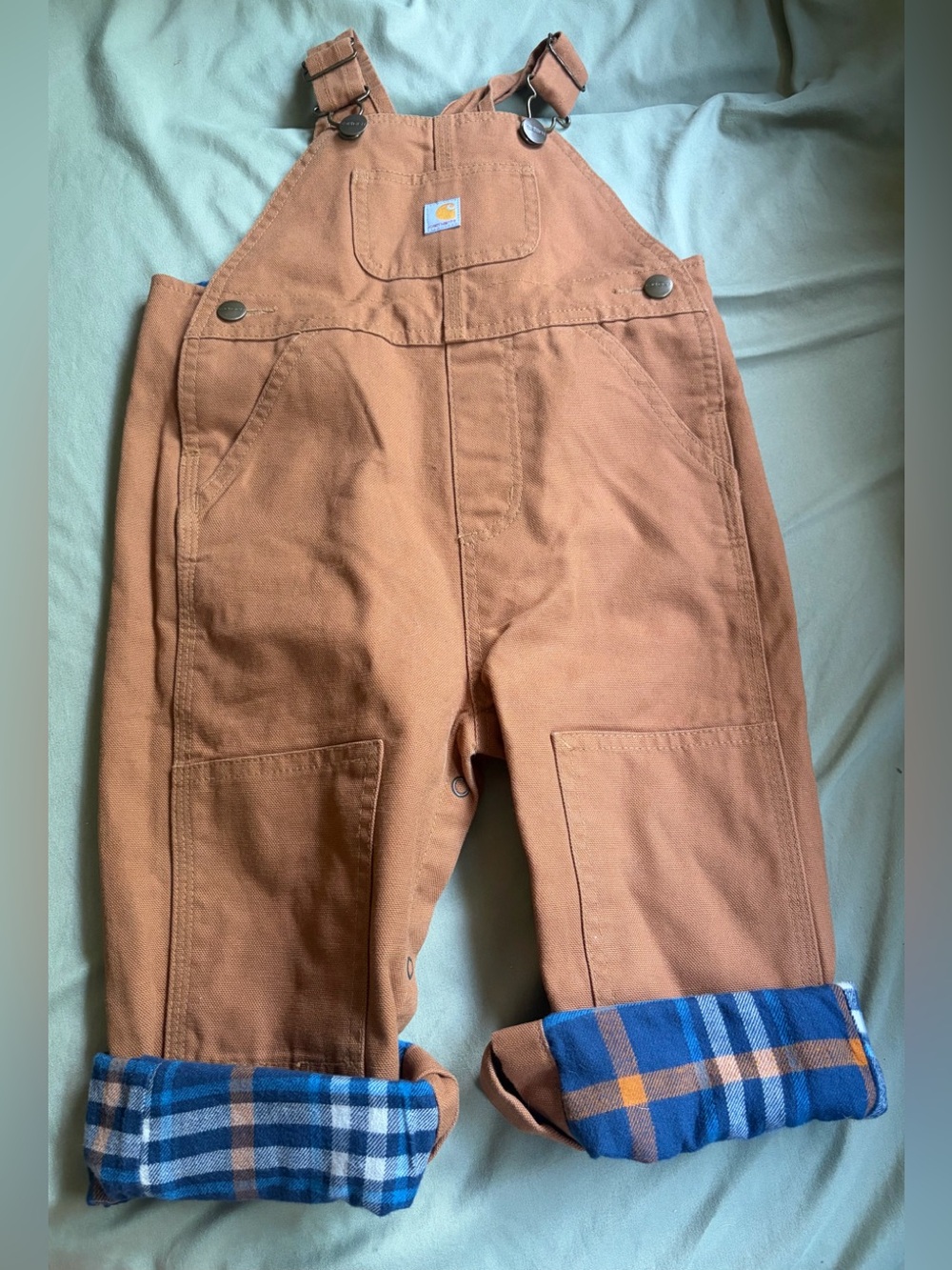 Carhartt Baby Boys' Flannel-Lined Canvas Bib Overalls